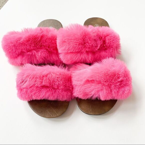 SuperJack Fuchsia Faux Fur Sandals 414 - Picture 4 of 8